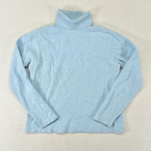 LL Bean Womens Medium 100% Cashmere Turtleneck Sweater Light Powder Blue Soft